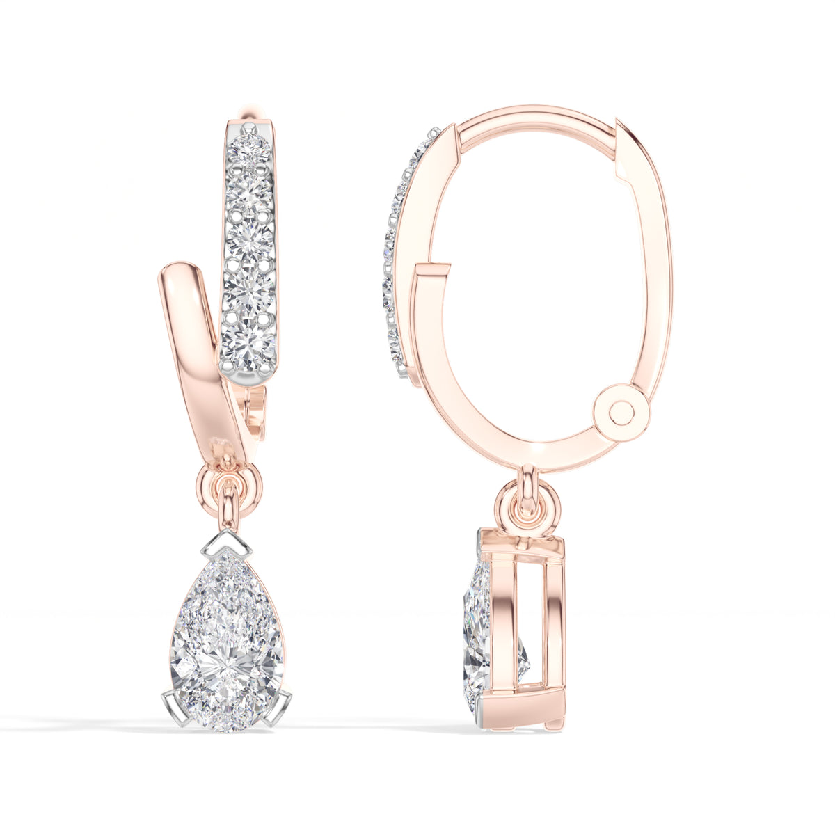 Pear Drop Pave Hoop Lab Grown Diamond Velora Earrings