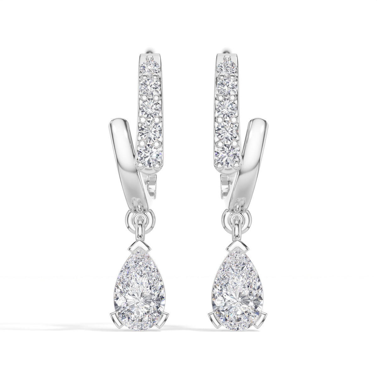 Pear Drop Pave Hoop Lab Grown Diamond Velora Earrings