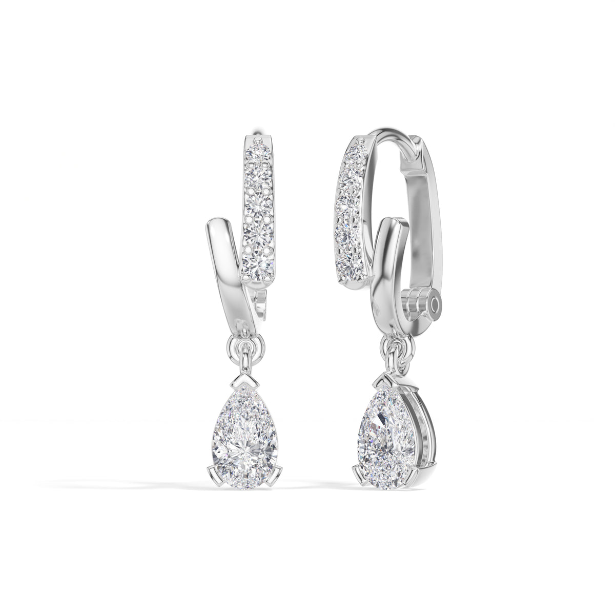 Pear Drop Pave Hoop Lab Grown Diamond Velora Earrings
