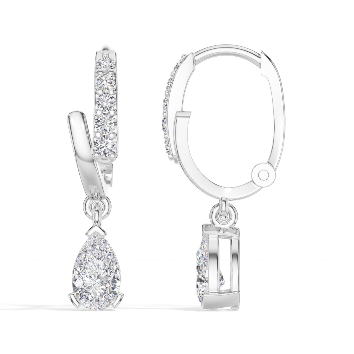 Pear Drop Pave Hoop Lab Grown Diamond Velora Earrings