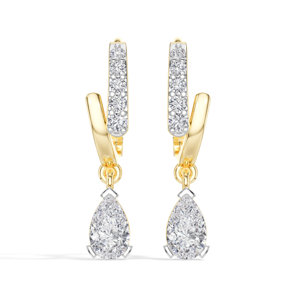 Pear Drop Pave Hoop Lab Grown Diamond Velora Earrings