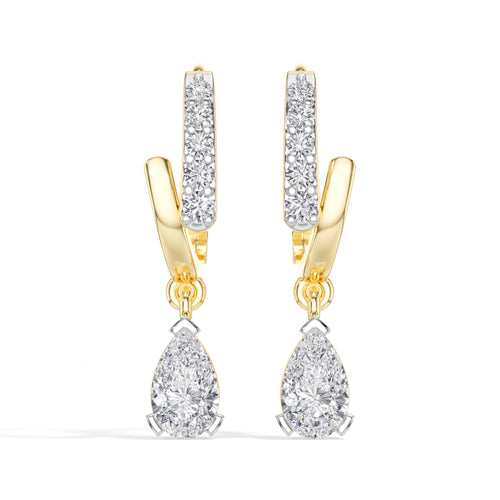 Pear Drop Pave Hoop Lab Grown Diamond Velora Earrings