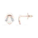 Deco Studs Round Lab Grown Diamond Art Deco Fan Radiating Fin