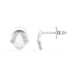 Deco Studs Round Lab Grown Diamond Art Deco Fan Radiating Fin