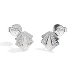 Deco Studs Round Lab Grown Diamond Art Deco Fan Radiating Fin