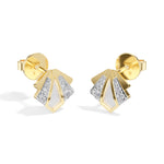 Deco Studs Round Lab Grown Diamond Art Deco Fan Radiating Fin