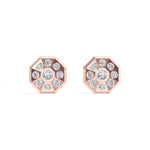 Cosmos Studs Round Lab Grown Diamond Full Pave Domed Octagon