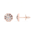 Cosmos Studs Round Lab Grown Diamond Full Pave Domed Octagon