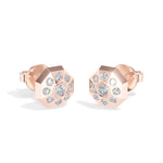 Cosmos Studs Round Lab Grown Diamond Full Pave Domed Octagon