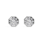 Cosmos Studs Round Lab Grown Diamond Full Pave Domed Octagon