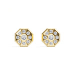 Cosmos Studs Round Lab Grown Diamond Full Pave Domed Octagon