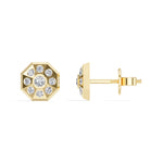 Cosmos Studs Round Lab Grown Diamond Full Pave Domed Octagon