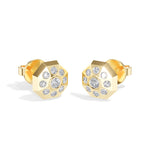 Cosmos Studs Round Lab Grown Diamond Full Pave Domed Octagon