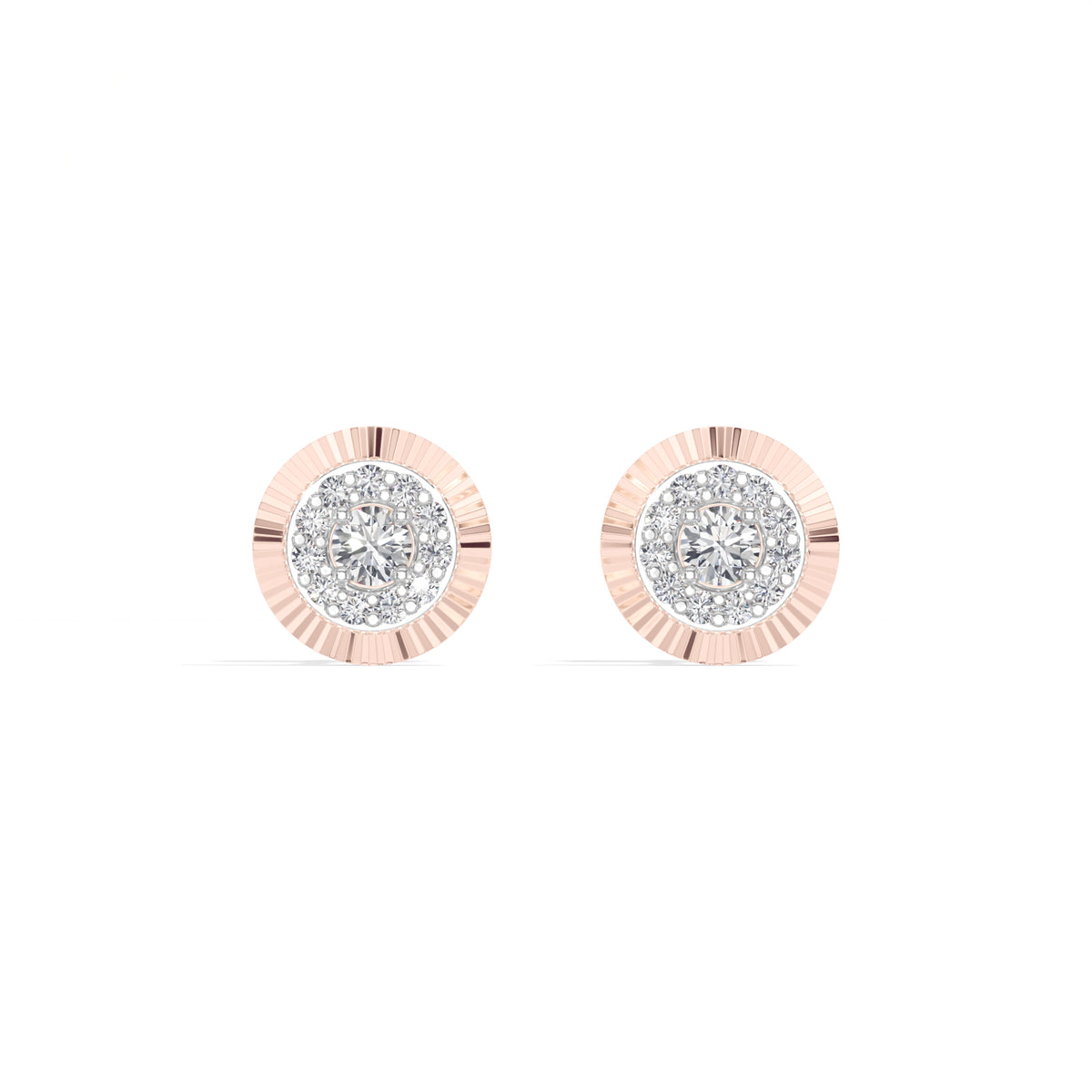 Solar Studs Round Lab Grown Diamond Sunburst Double Halo