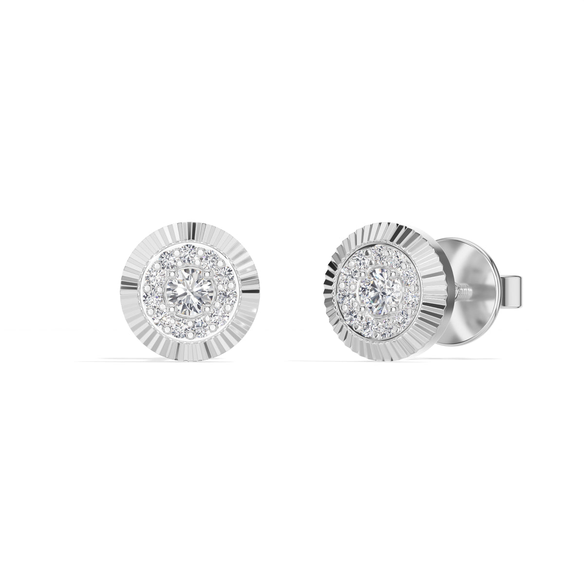 Solar Studs Round Lab Grown Diamond Sunburst Double Halo