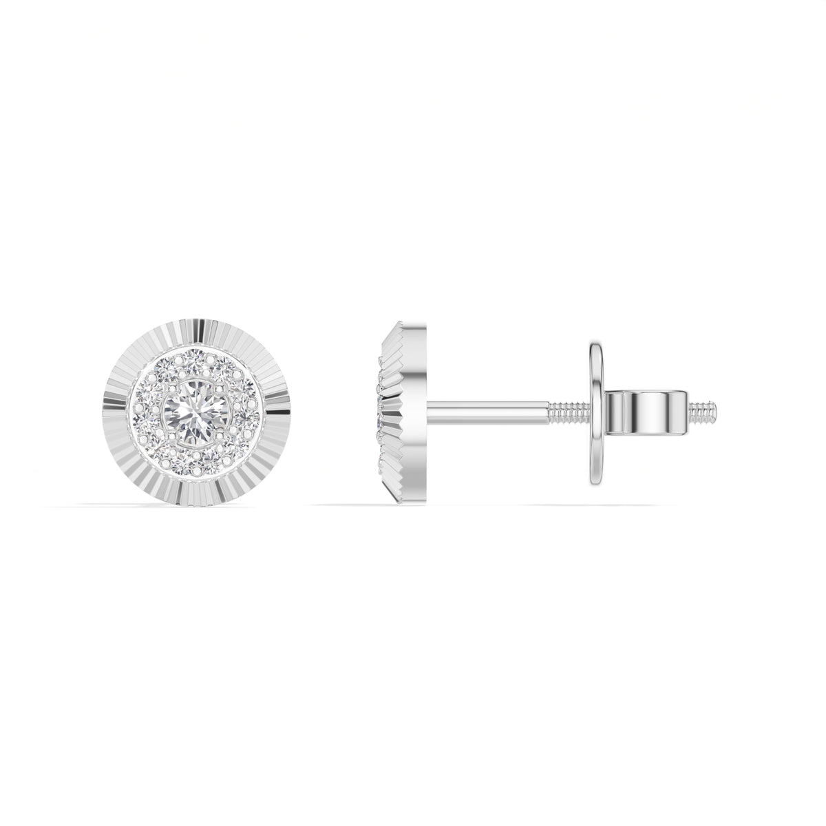 Solar Studs Round Lab Grown Diamond Sunburst Double Halo