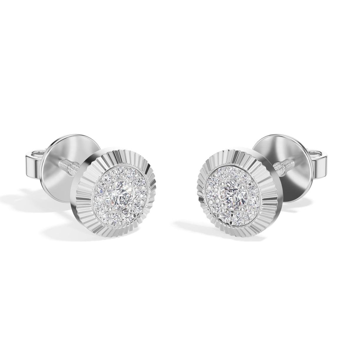 Solar Studs Round Lab Grown Diamond Sunburst Double Halo