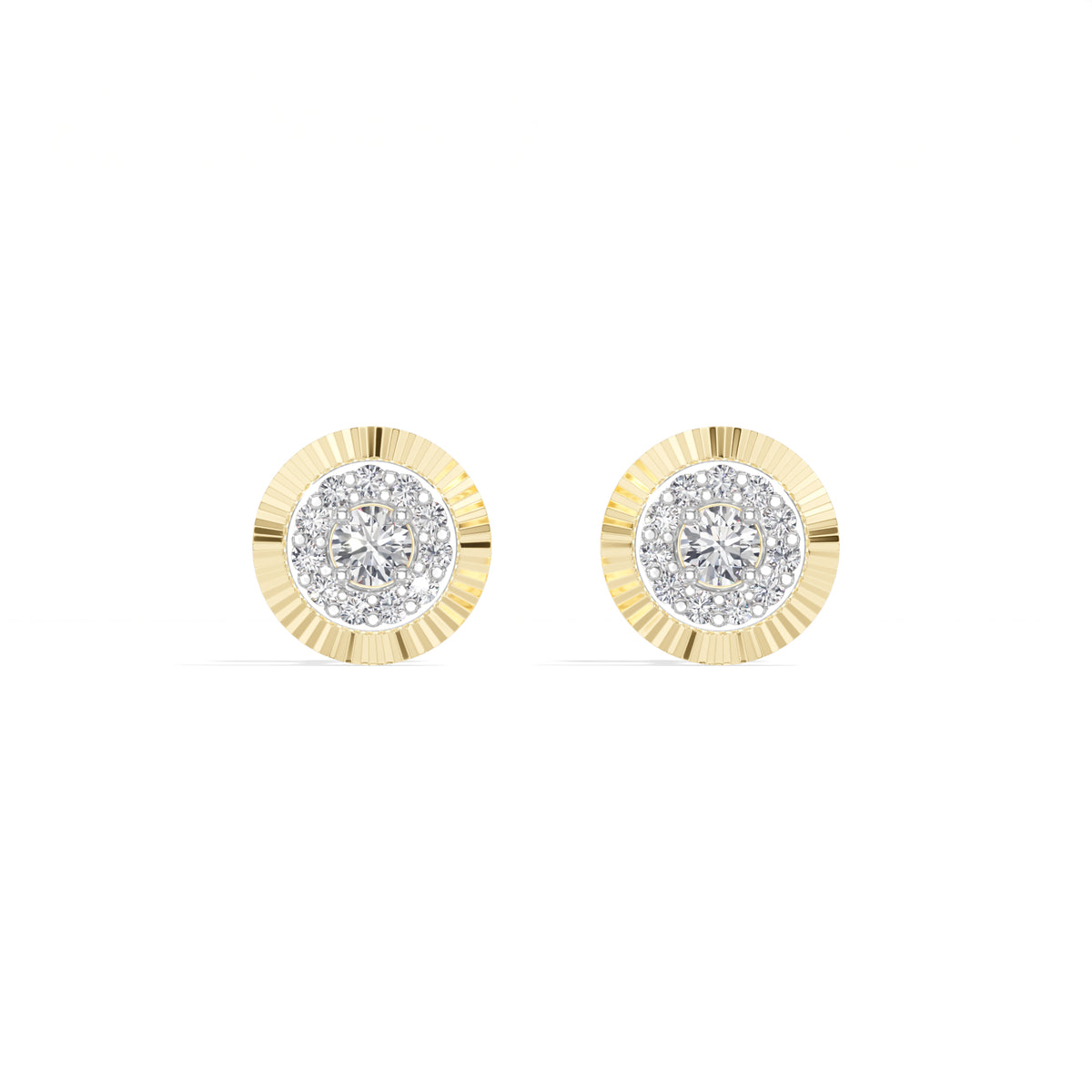 Solar Studs Round Lab Grown Diamond Sunburst Double Halo