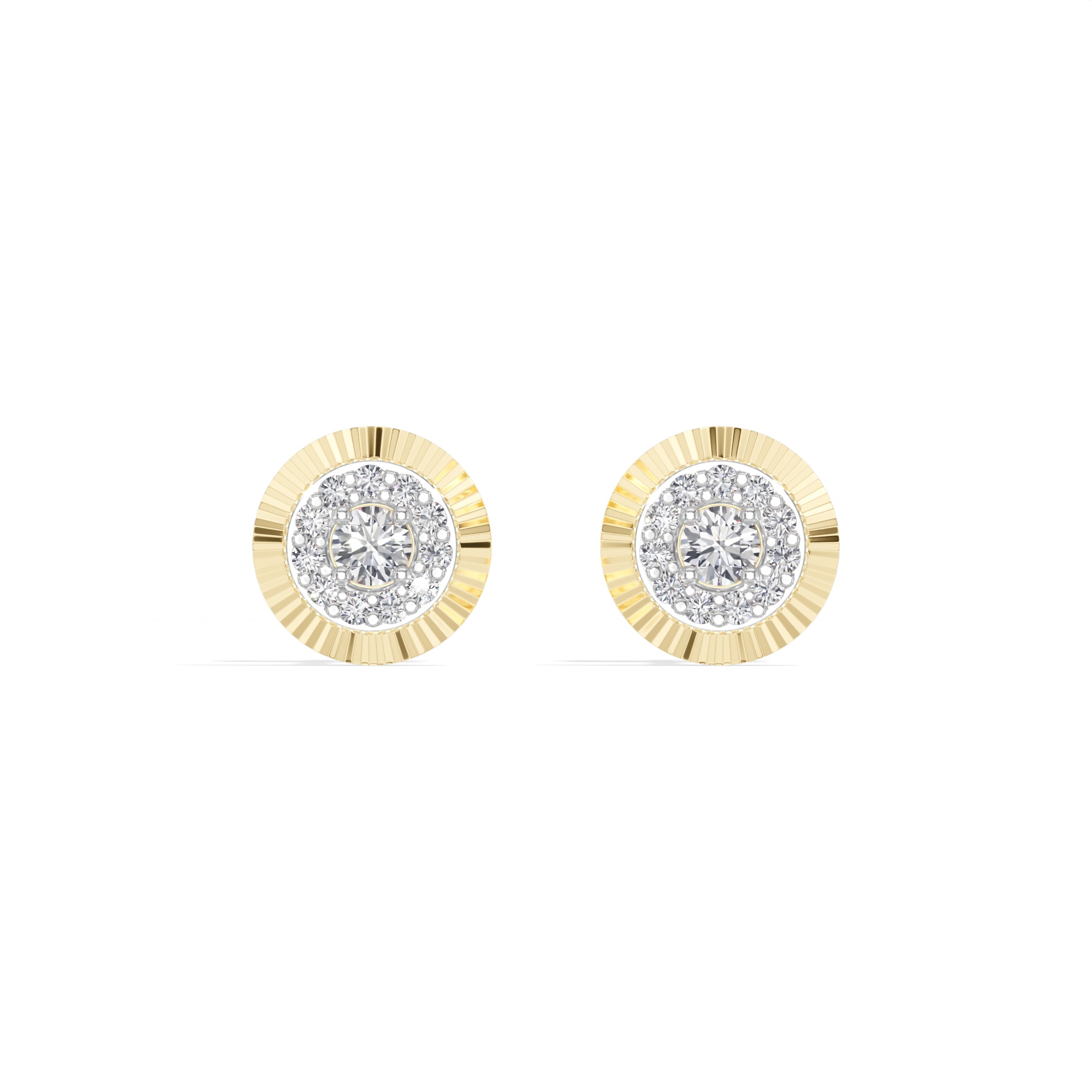 Solar Studs Round Lab Grown Diamond Sunburst Double Halo