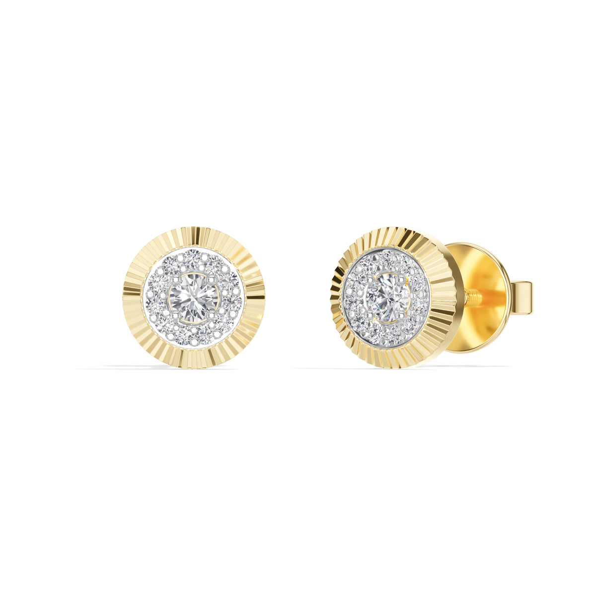 Solar Studs Round Lab Grown Diamond Sunburst Double Halo