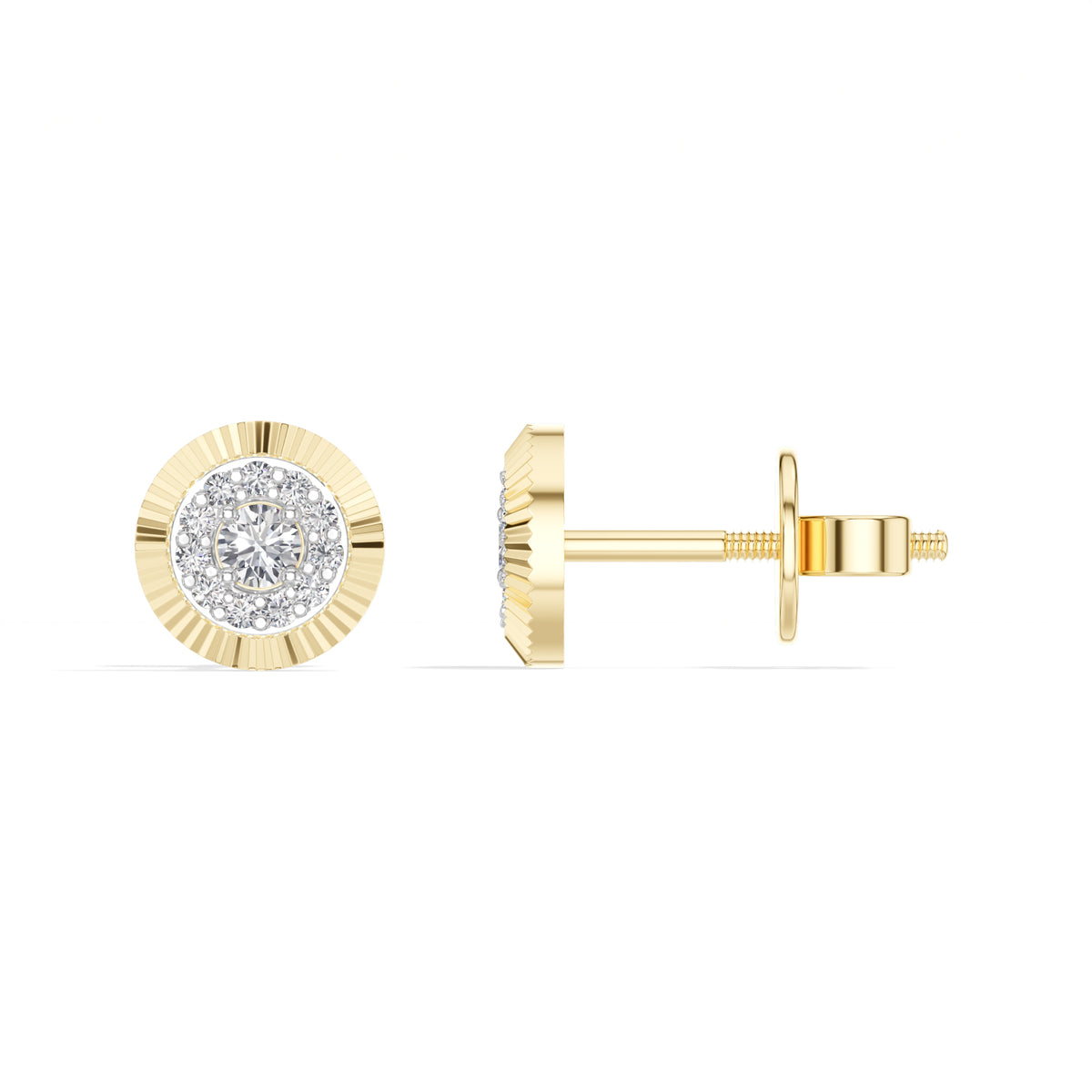 Solar Studs Round Lab Grown Diamond Sunburst Double Halo