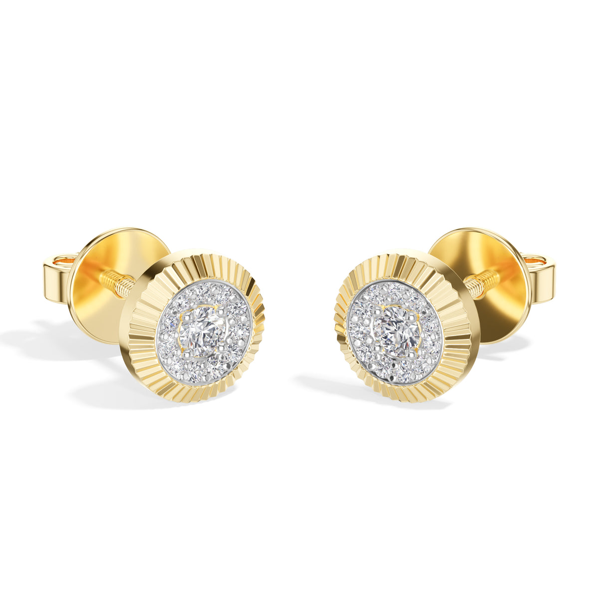 Solar Studs Round Lab Grown Diamond Sunburst Double Halo