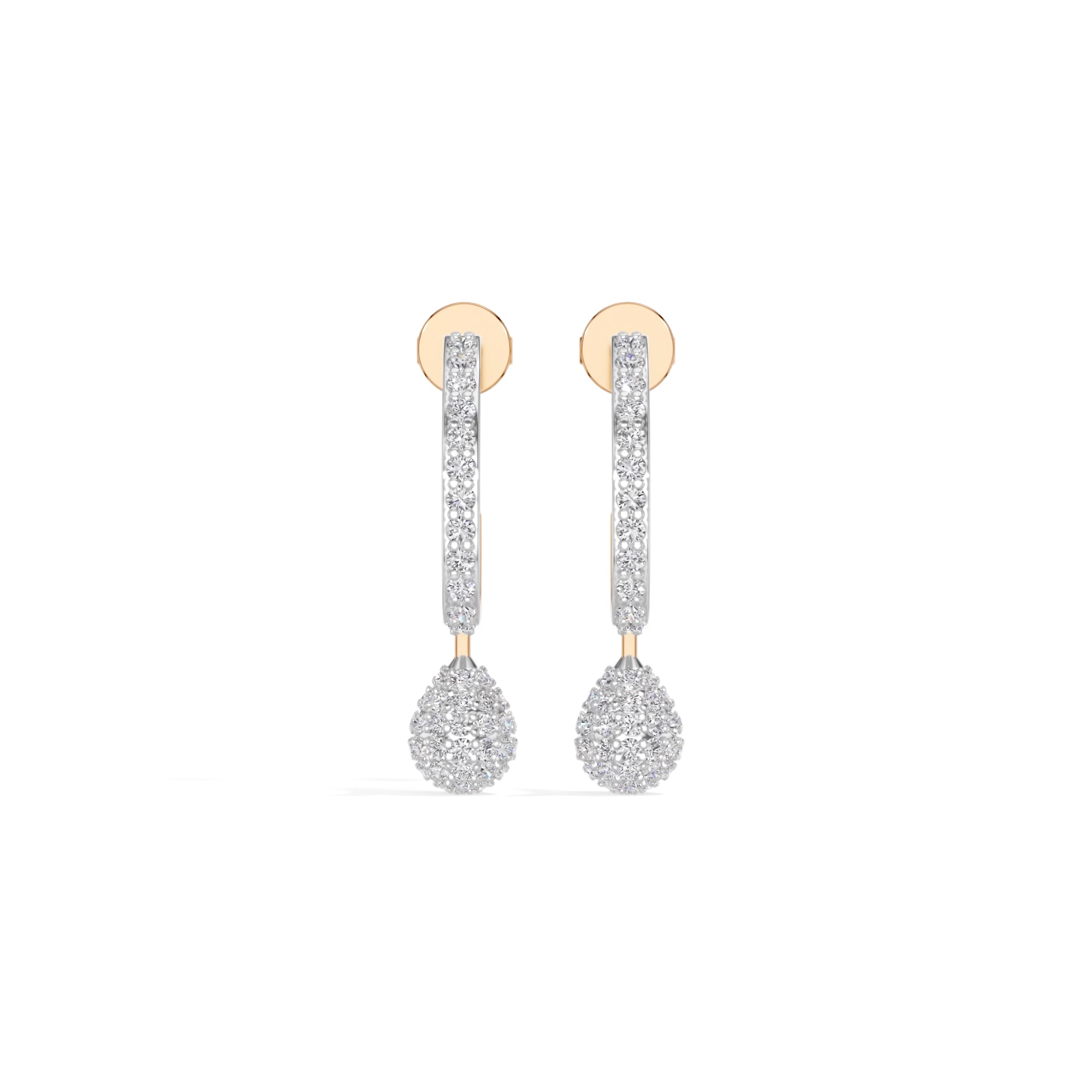 Rose Gold Pave Drop Round Lab Grown Diamond Arixen Earring