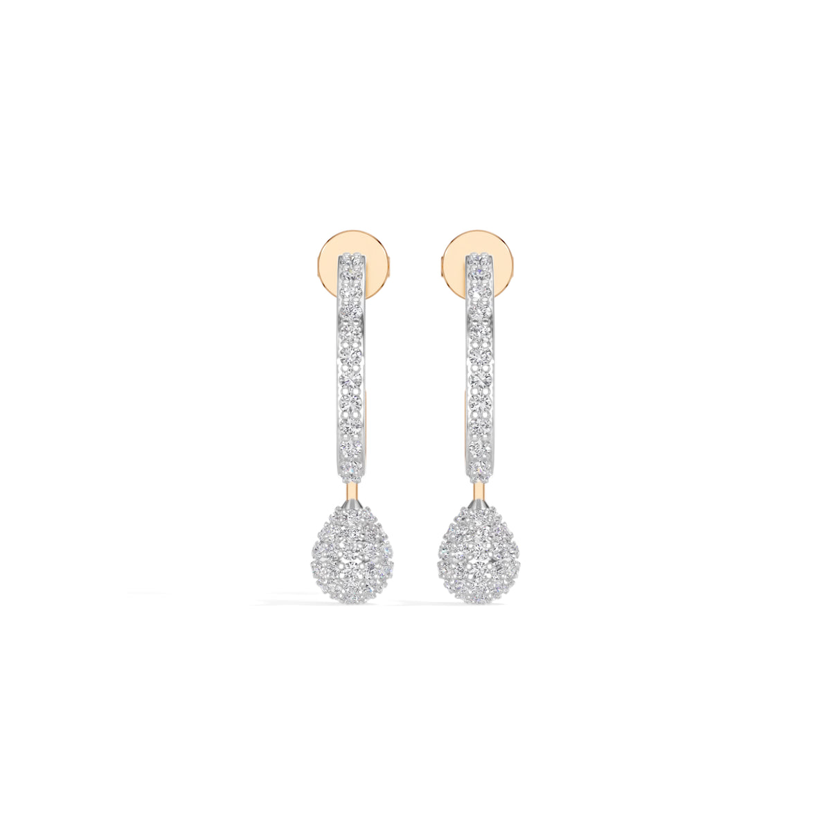 Rose Gold Pave Drop Round Lab Grown Diamond Arixen Earring