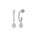 White Gold Pave Drop Round Lab Grown Diamond Arixen Earring