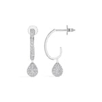 White Gold Pave Drop Round Lab Grown Diamond Arixen Earring