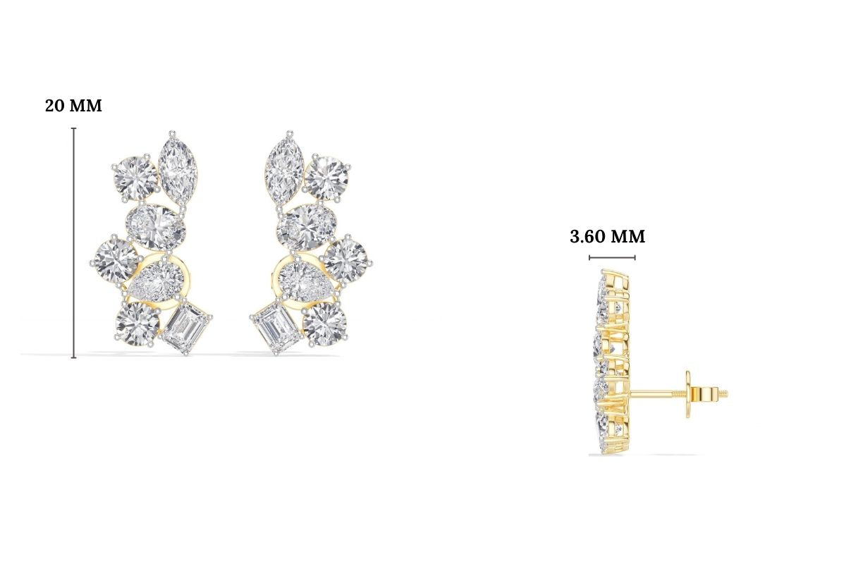 Mixed shapes prong setting lab grown diamond jardin earring