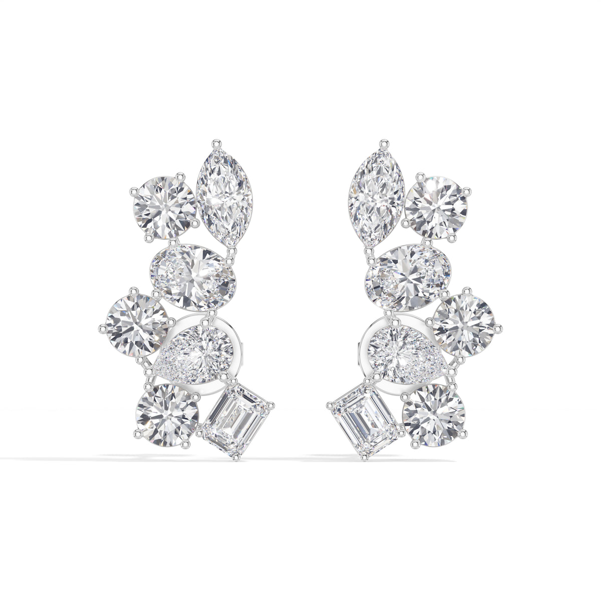 Mixed shapes prong setting lab grown diamond jardin earring