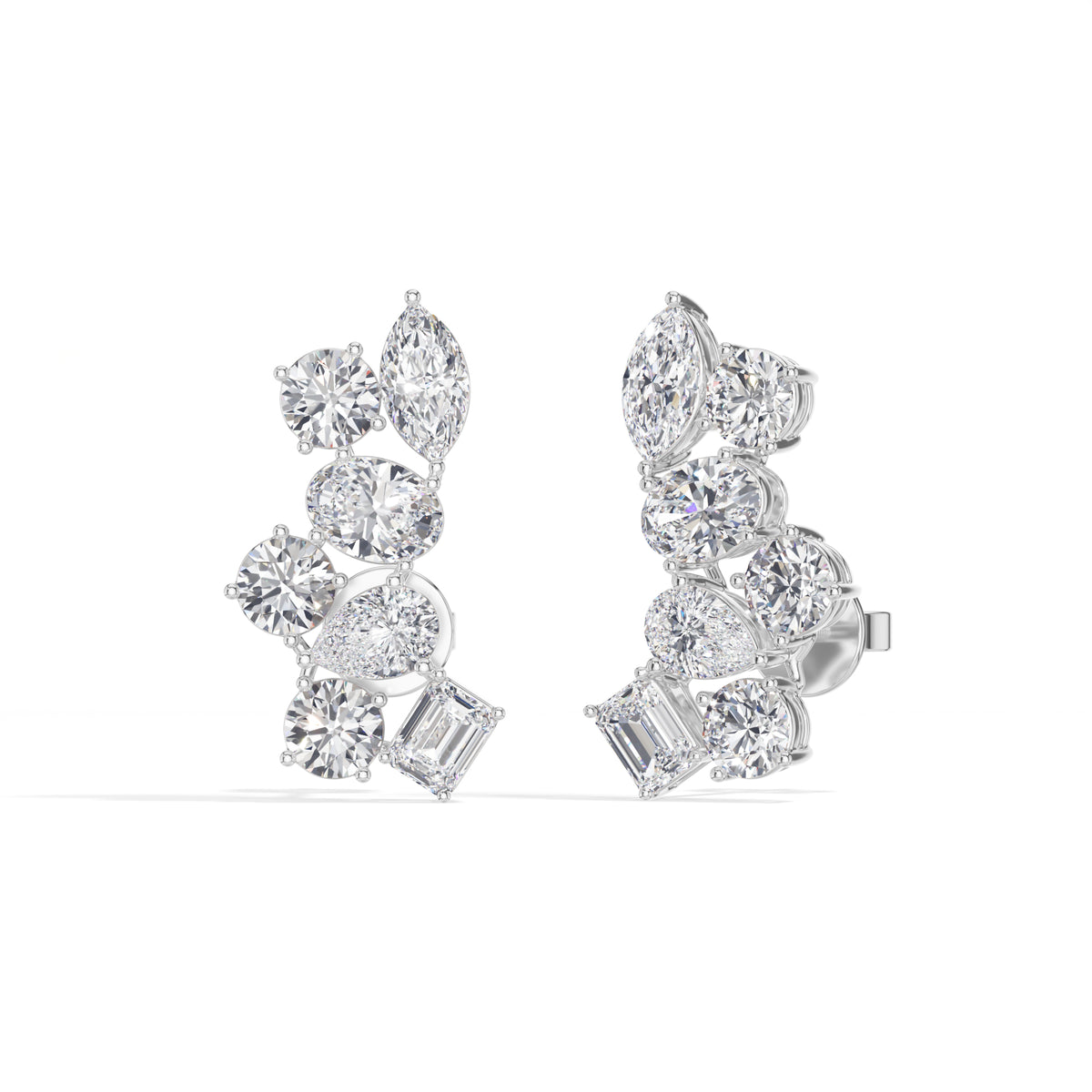 Mixed shapes prong setting lab grown diamond jardin earring