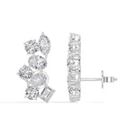 Mixed shapes prong setting lab grown diamond jardin earring