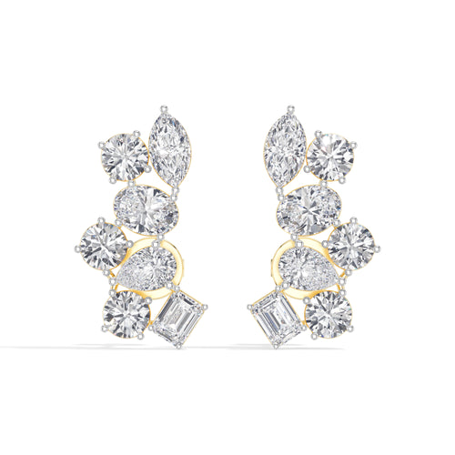 Mixed shapes prong setting lab grown diamond jardin earring