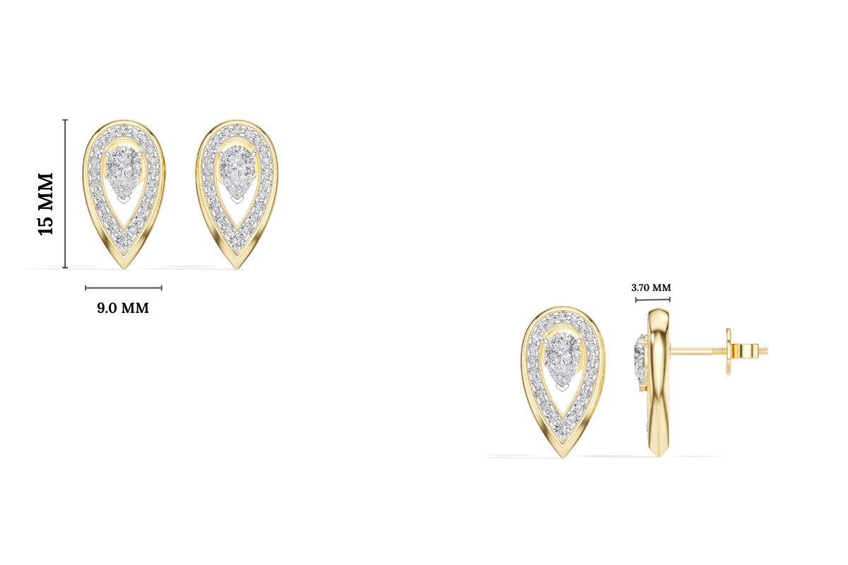 Pear Halo Lab Grown Diamond Stud Selore Earrings