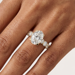 Gold 2Ct Side Stone Round Oval Lab Grown Diamond Earl Ring