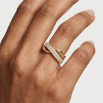Gold Pave Twist Setting Round Lab Grown Diamond Elara Ring
