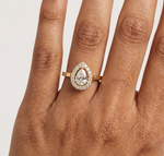 Gold Halo Pear Lab Grown Diamond Elaris Ring