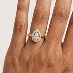 Gold Halo Pear Lab Grown Diamond Elaris Ring