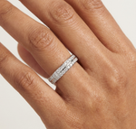 Gold Double Row Pave Round Lab Grown Diamond Elias Ring