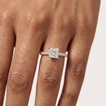 Gold 1Ct Pave Solitaire Princess Lab Grown Diamond Eloisa Ring