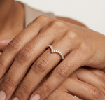 Gold V Shape Round Lab Grown Diamond Emery Ring