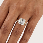 Gold 4Ct Solitaire Pave Band Asscher Lab Grown Diamond Eslyn Ring