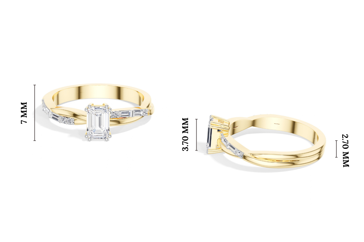 Emerald Cut Twist-Band Lab Grown Diamond Esmera Engagement Ring