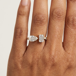 Gold 1Ct Pear Emerald Toi Et Moi Lab Grown Diamond Fabio Ring