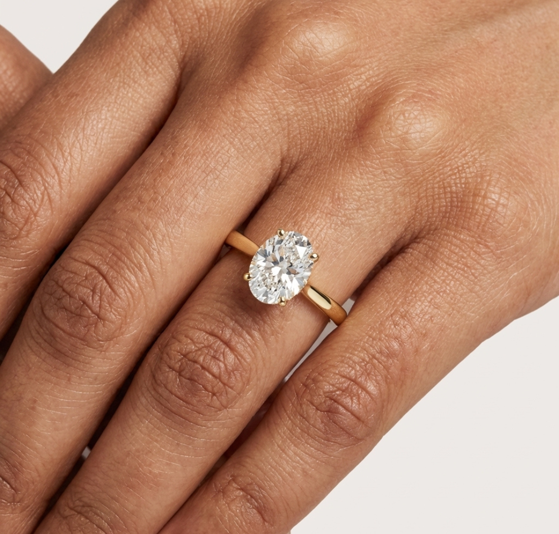 Gold 2Ct Solitaire Classic Oval Lab Grown Diamond Faylen Ring