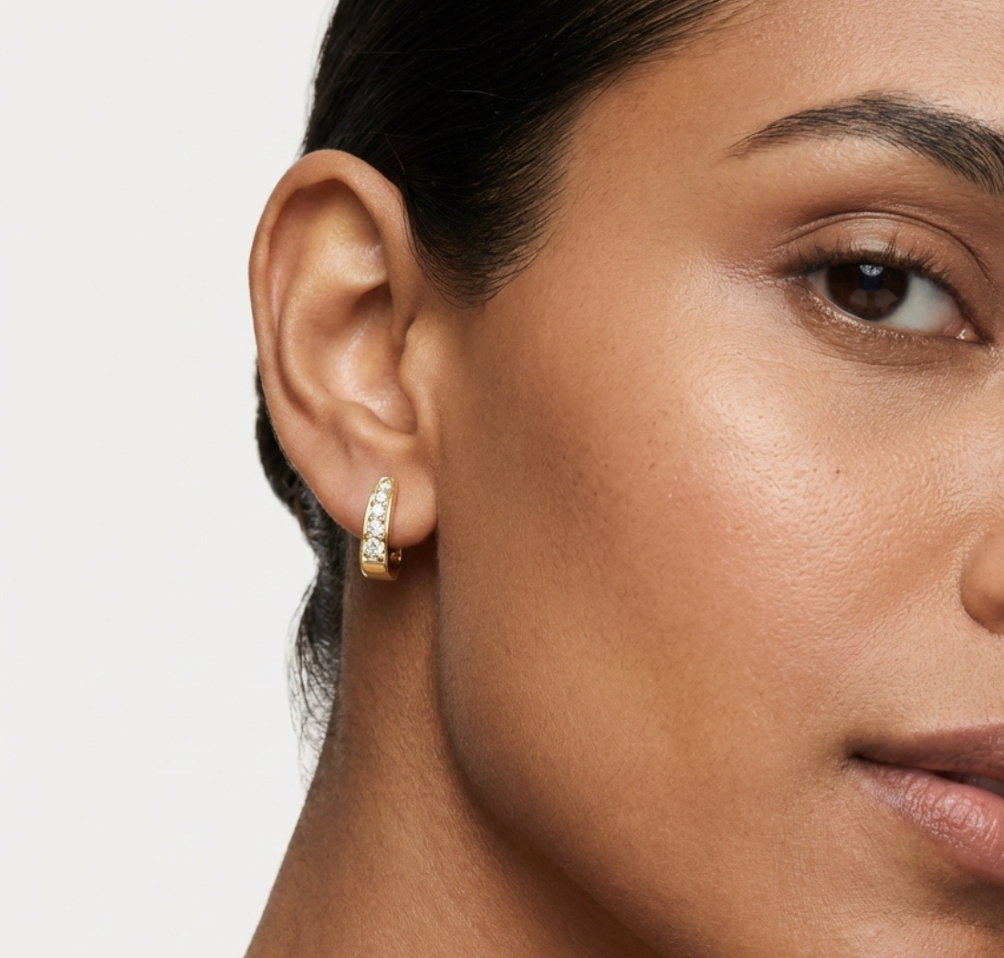 Gold Channel Petal Round Lab Grown Diamond Fayra Earring