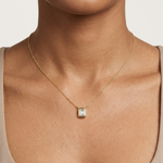 Gold 2Ct Bezel Setting Solitaire Emerald Lab Grown Diamond Fifi Pendant