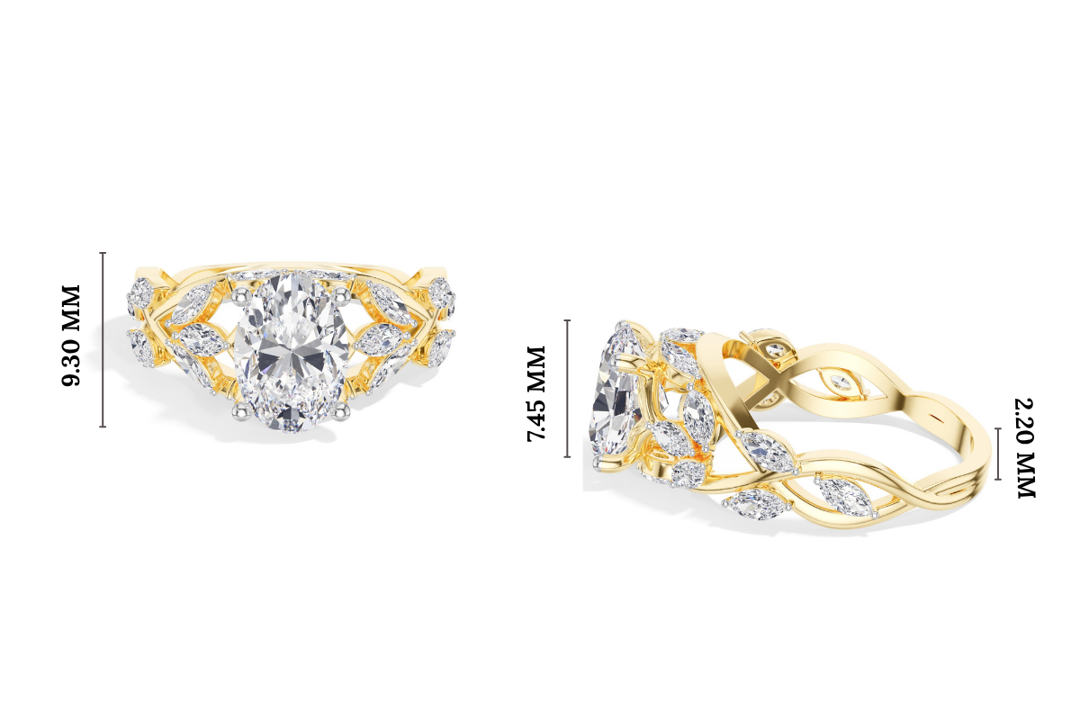 Oval Leaf-Vine Lab Grown Diamond Fioria Engagement Ring